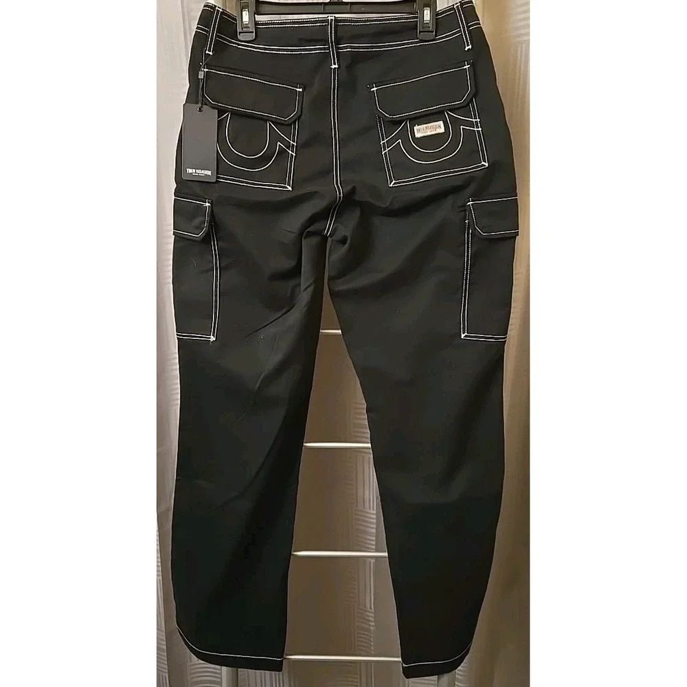 TRUE RELIGION Jet Black Cargo Pants - Men's Size‎ 31 / 34x31 NWT